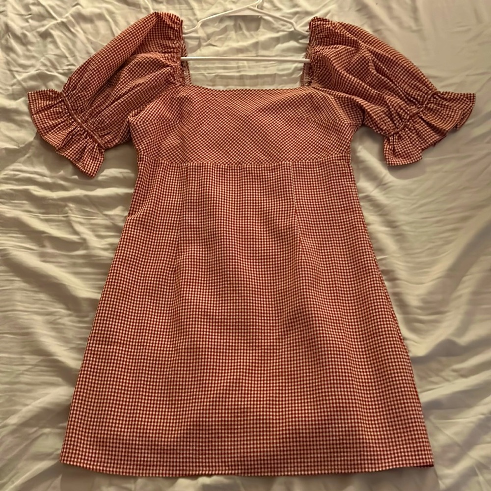 Brand new blue rain dress, red and white gingham